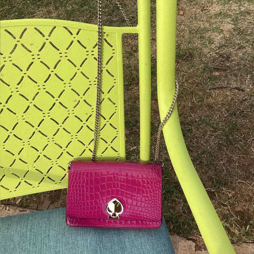 Kate Spade Romy Croc Pink Leather 4.8"h x 7.5"w Excellent Condition!  MSRP $268